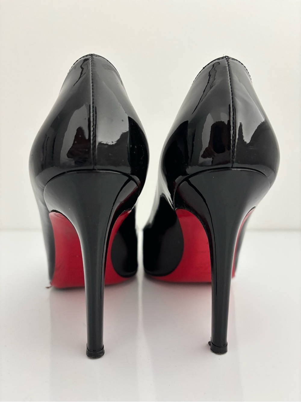 Christian Louboutin Black Patent Leather Round-Toe Pumps - Picture 3 of 7